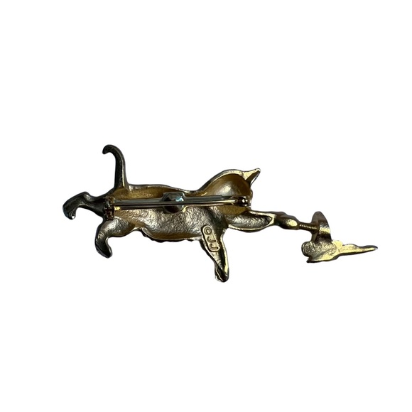 J Jonette Kitty Cat Butterfly Brooch Gold-toned pin 2 3/4” - Picture 7 of 10